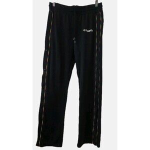 Polaroid Black Tear Away Button Track Pants Striped Color Sides Size Large